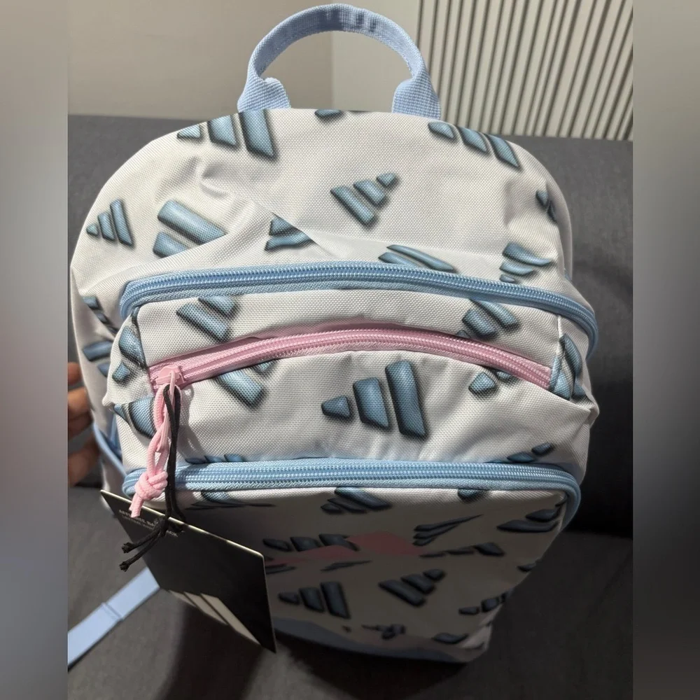 Adidas Kids' Pink and Blue Geometric Backpack